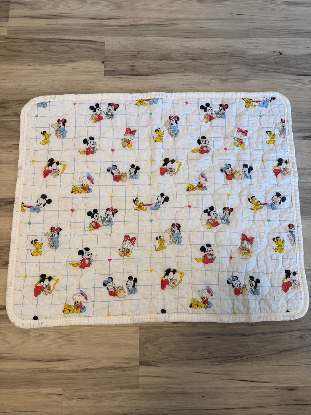 Vintage Disney Baby Mickey Minnie Mouse Friends ABC Crib Quilt Blanket